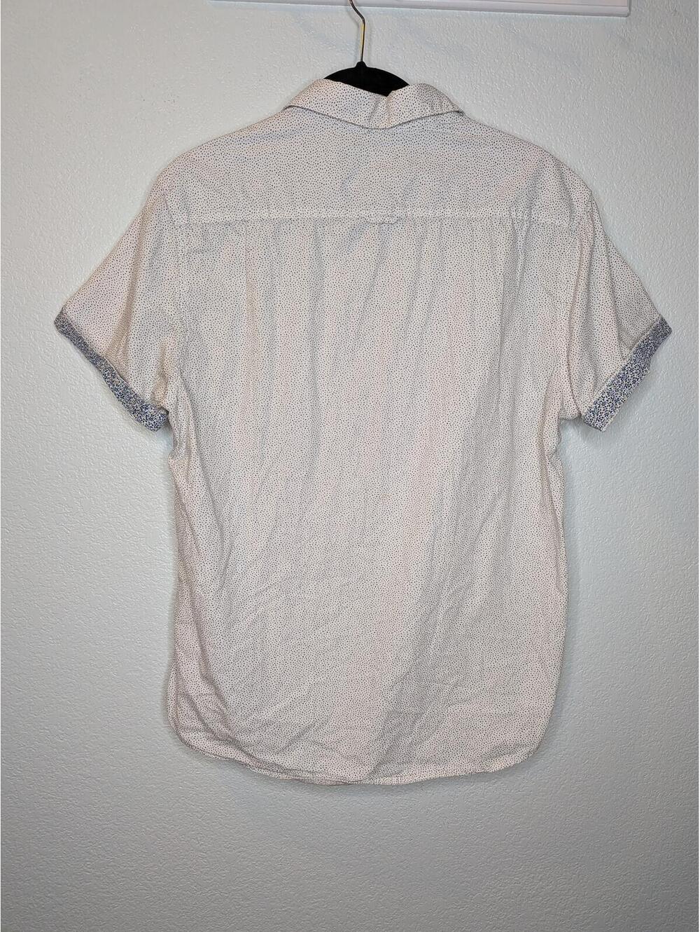 Cactus Man Short Sleeve Button Down Shirt White Micro Print Slim Fit Size Large - Picture 4 of 6